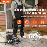 VEVOR Stand Airless Paint Sprayer, 750W 3000PSI High Efficiency Electric Airless Sprayer, Fine And Even Painting Effect, Handheld Paint Sprayers for Home Interior and Exterior Furniture and Fences - Front View