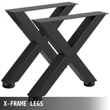 VEVOR Set of 2 Steel Table Legs, 16'Height 15'Wide Dining Table Legs, Heavy Duty 3.1" Square Box Section X Frame Table Legs, 16x15x3.1 Inch Black