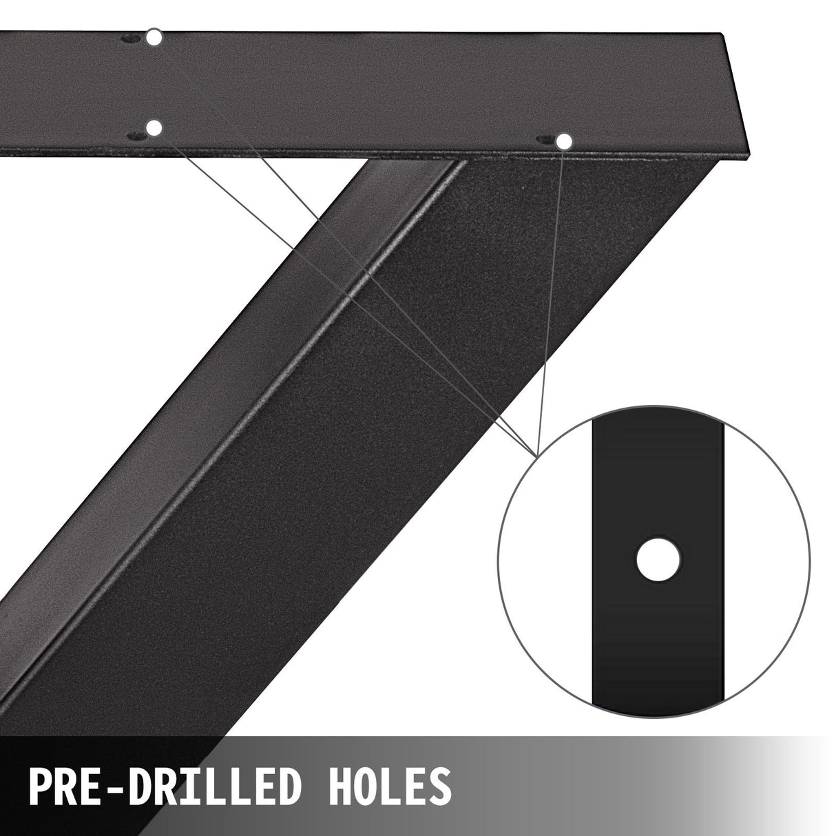 VEVOR Set of 2 Steel Table Legs, 16'Height 15'Wide Dining Table Legs, Heavy Duty 3.1" Square Box Section X Frame Table Legs, 16x15x3.1 Inch Black