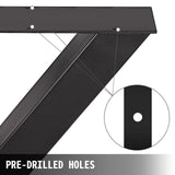 VEVOR Set of 2 Steel Table Legs, 16'Height 15'Wide Dining Table Legs, Heavy Duty 3.1" Square Box Section X Frame Table Legs, 16x15x3.1 Inch Black