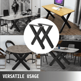 VEVOR Set of 2 Steel Table Legs, 16'Height 15'Wide Dining Table Legs, Heavy Duty 3.1" Square Box Section X Frame Table Legs, 16x15x3.1 Inch Black