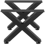VEVOR Set of 2 Steel Table Legs, 16'Height 15'Wide Dining Table Legs, Heavy Duty 3.1" Square Box Section X Frame Table Legs, 16x15x3.1 Inch Black