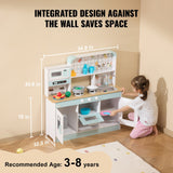 VEVOR Kitchen Playset Kids Pretend Cooking Play Toy 24 Piece Accessories White - Side View