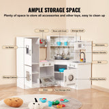 VEVOR Kitchen Playset Kids Pretend Cooking Play Toy 24 Piece Accessories White - Rear View
