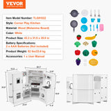 VEVOR Kitchen Playset Kids Pretend Cooking Play Toy 24 Piece Accessories White - Close-Up Angle