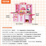 VEVOR Kitchen Playset Kids Pretend Cooking Play Toy 74 Piece Accessories Pink - Close-Up Angle