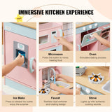 VEVOR Kitchen Playset Kids Pretend Cooking Play Toy 24 Piece Accessories Pink - 45-Degree Angle