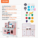 VEVOR Kitchen Playset Kids Pretend Cooking Play Toy 24 Piece Accessories Pink - Close-Up Angle