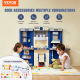VEVOR Kitchen Playset Kids Pretend Cooking Play Toy 74 Piece Accessories Blue - Front View