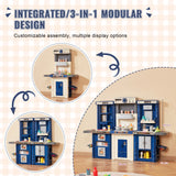VEVOR Kitchen Playset Kids Pretend Cooking Play Toy 74 Piece Accessories Blue - Side View