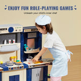 VEVOR Kitchen Playset Kids Pretend Cooking Play Toy 74 Piece Accessories Blue - 45-Degree Angle