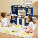 VEVOR Kitchen Playset Kids Pretend Cooking Play Toy 74 Piece Accessories Blue - Close-Up Angle