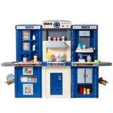 VEVOR Kitchen Playset Kids Pretend Cooking Play Toy 74 Piece Accessories Blue - Low Angle