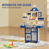 VEVOR Kitchen Playset Kids Pretend Cooking Play Toy 48 Piece Accessories Blue - Side View