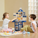 VEVOR Kitchen Playset Kids Pretend Cooking Play Toy 48 Piece Accessories Blue - Low Angle