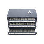 End Mill Dispenser Cabinet, Three-Drawer End Mill Organizer Cabinet for 1/8" to 1", Steel End Mill Dispenser Organizer Cabinet with Labels, 29-Compartment Stackable for End Mill Storage
