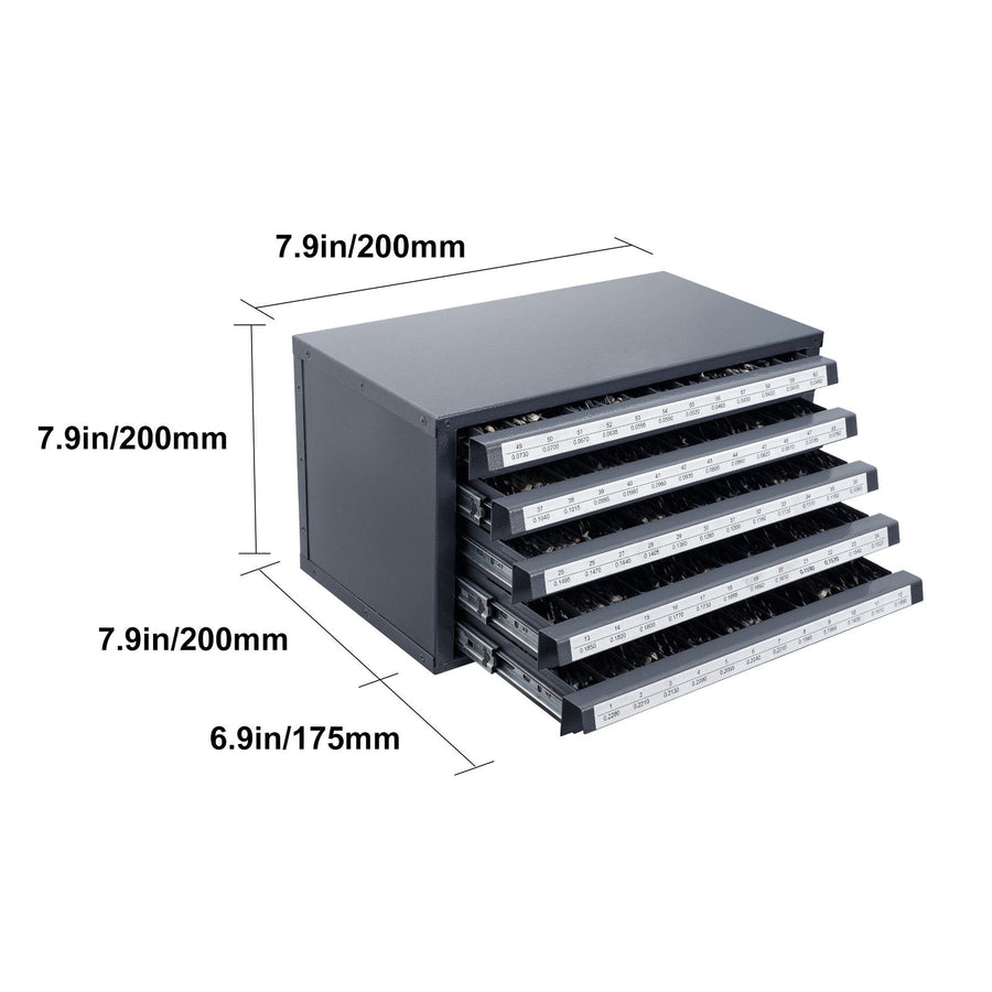 Drill Bit Dispenser Cabinet, Five-Drawer Drill Bit Organizer Cabinet for #1 to #60 Steel Drill Dispenser Organizer Cabinet with Labels, Stackable Drill Dispenser for Drill Bit Storage