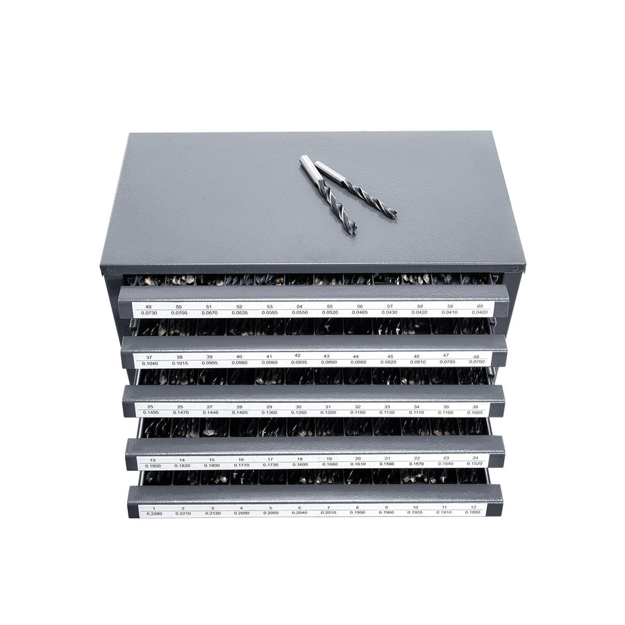 Drill Bit Dispenser Cabinet, Five-Drawer Drill Bit Organizer Cabinet for #1 to #60 Steel Drill Dispenser Organizer Cabinet with Labels, Stackable Drill Dispenser for Drill Bit Storage
