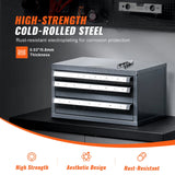 VEVOR Drill Bit Dispenser Cabinet, Three-Drawer Drill Bit Organizer Cabinet for 1mm to 13mm, Steel Drill Dispenser Organizer Cabinet with Labels, Stackable Drill Dispenser for Drill Bit Storage - Side View