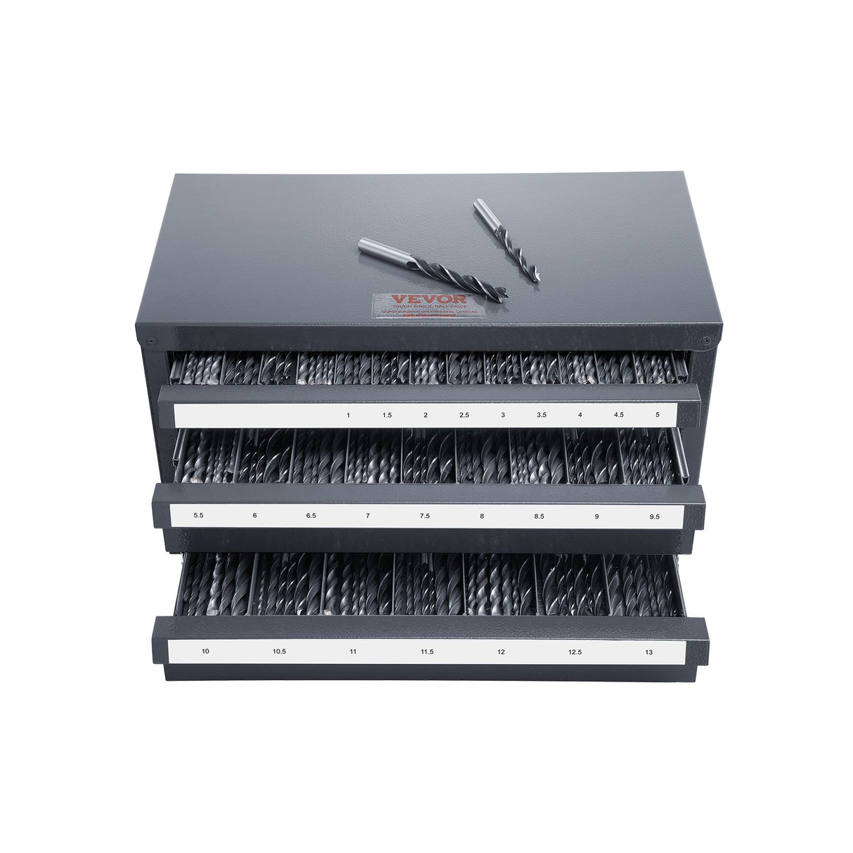 VEVOR Drill Bit Dispenser Cabinet, Three-Drawer Drill Bit Organizer Cabinet for 1mm to 13mm, Steel D