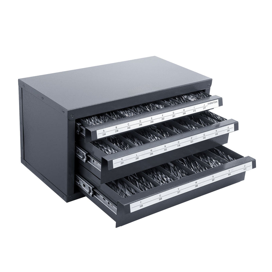 Drill Bit Dispenser Cabinet, Three-Drawer Drill Bit Organizer Cabinet for A to Z, Steel Drill Dispenser Organizer Cabinet with Labels, Stackable Drill Dispenser for Drill Bit Storage