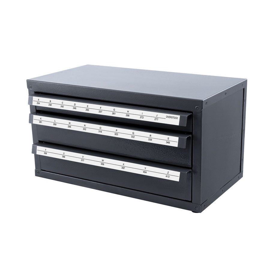 Drill Bit Dispenser Cabinet, Three-Drawer Drill Bit Organizer Cabinet for A to Z, Steel Drill Dispenser Organizer Cabinet with Labels, Stackable Drill Dispenser for Drill Bit Storage