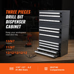 Drill Bit Dispenser Cabinet, 3 Pieces Three-Drawer for 1/16" to 1/2" & Letter Sizes A to Z, Five-Drawer Drill Bit Organizer for Wire Gauge Sizes #1 to #60, Stackable for Drill Bit Storage