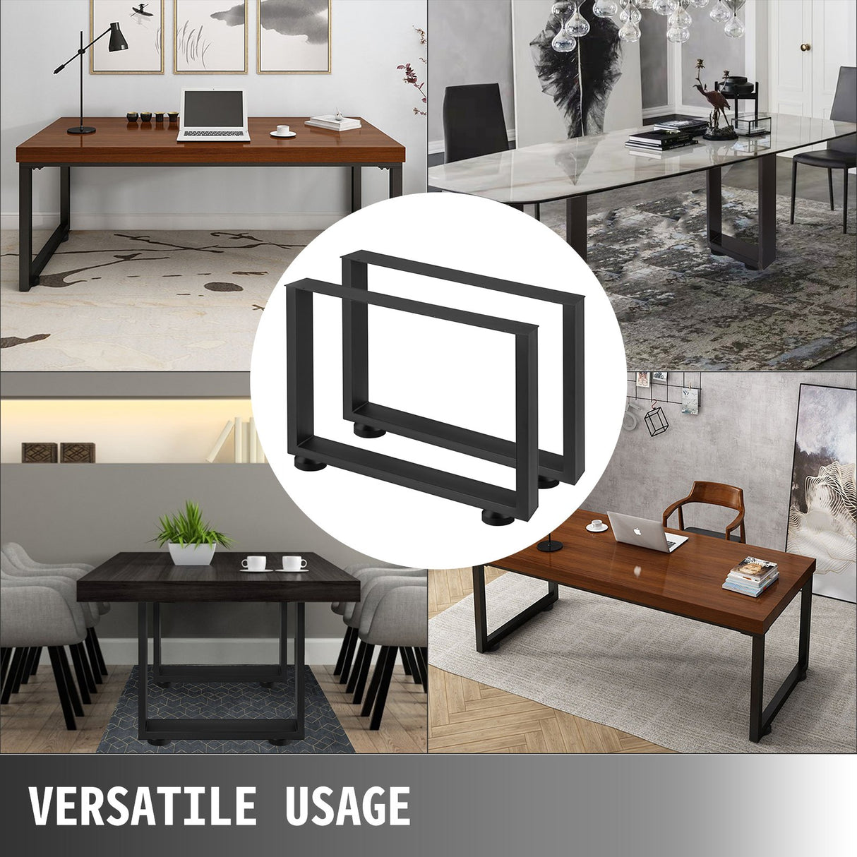 VEVOR Black Metal Table Legs Set of 2 Steel Table Legs 800x720 MM Dining Table Legs Office Table Legs Computer Desk Legs Steel Bench Legs Country