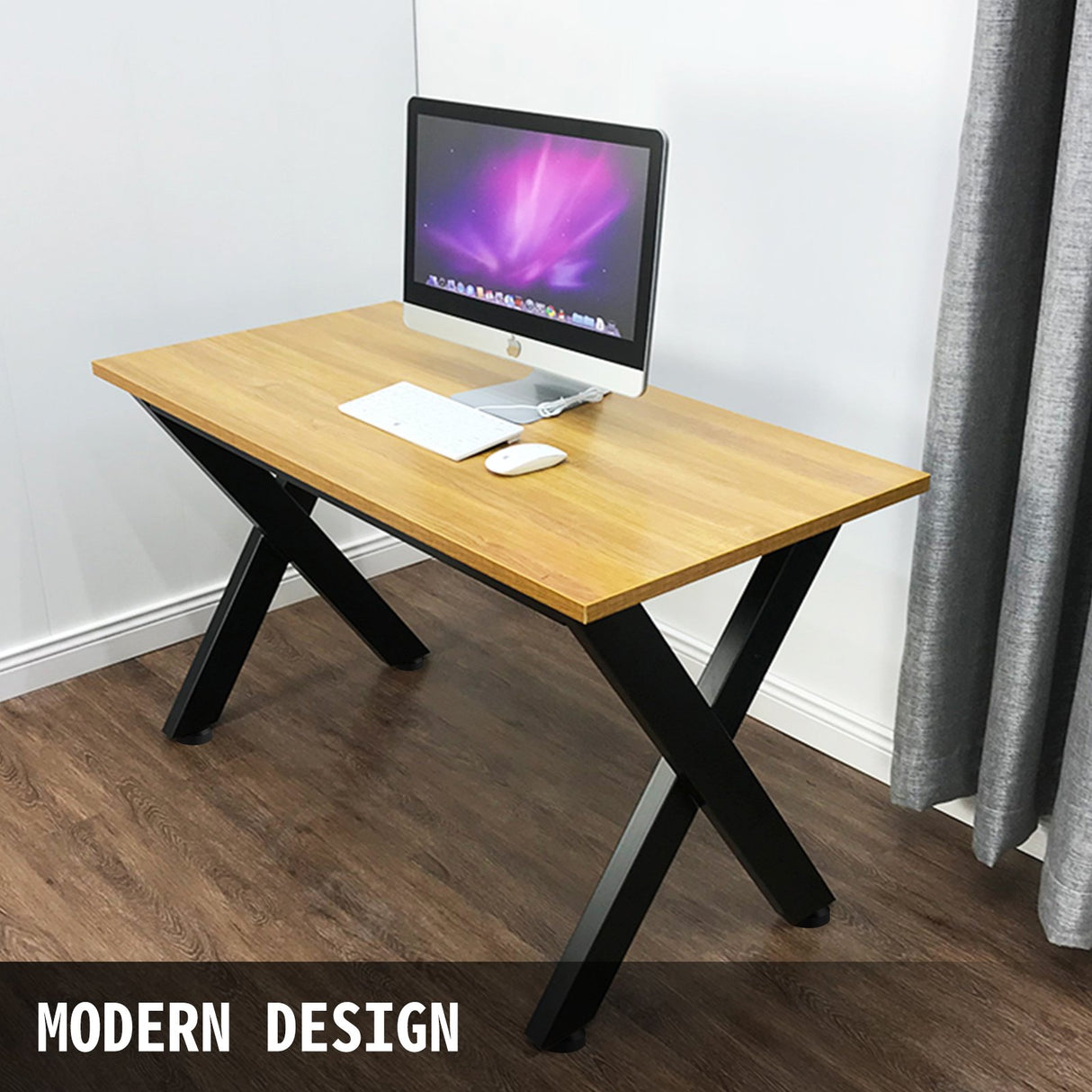 VEVOR Set of 2 Steel Table Legs, 28''Height 24''Wide Dining Table Legs, Heavy Duty 3.1" Square Box Section X Frame Table Legs, 28x24x3.1 Inch Black