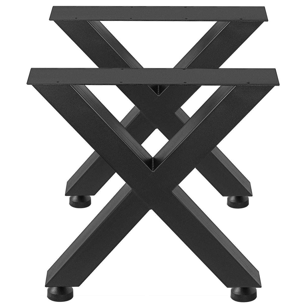 VEVOR Set of 2 Steel Table Legs, 28''Height 24''Wide Dining Table Legs, Heavy Duty 3.1" Square Box Section X Frame Table Legs, 28x24x3.1 Inch Black