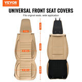 VEVOR Seat Covers, Universal Car Seat Covers Front Seats, 2pcs Faux Leather Seat Cover, Semi-enclosed Design, Detachable Headrest and Airbag Compatible, for Most Cars SUVs and Trucks Beige - Front View