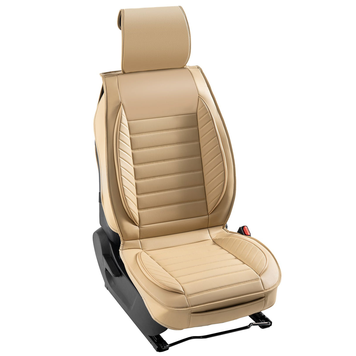 VEVOR Seat Covers, Universal Car Seat Covers Front Seats, 2pcs Faux Leather Seat Cover, Semi-enclosed Design, Detachable Headrest and Airbag Compatible, for Most Cars SUVs and Trucks Beige