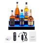 LED Lighted Liquor Bottle Display, 2 Tiers 16 Inch Commercial Illuminated Home Bar Shelf, 2 Steps Whiskey Rack Stand, Acrylic Drink Shelves with RF Remote & App Control, and Multicolor lighting