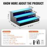 VEVOR LED Lighted Liquor Bottle Display Bar Shelf RF & App Control 406mm 3-Step - Rear View