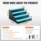 VEVOR LED Lighted Liquor Bottle Display Bar Shelf RF & App Control 406 mm 4-Step - Rear View