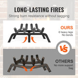 VEVOR Fireplace Log Grate, 18 inch Heavy Duty Fireplace Grate with 6 Support Legs, Solid Powder-coated Steel Bars, Log Firewood Burning Rack Holder
