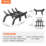 VEVOR Fireplace Log Grate, 18 inch Heavy Duty Fireplace Grate with 6 Support Legs, Solid Powder-coated Steel Bars, Log Firewood Burning Rack Holder