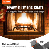 VEVOR Fireplace Log Grate, 609.6mm Heavy Duty Fireplace Grate with 6 Support Legs, 19.05mm Solid Powder-coated Steel Bars, Log Firewood Burning Rack Holder for Indoor and Outdoor Fireplace - Front View