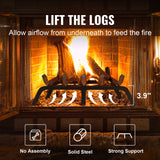 VEVOR Fireplace Log Grate, 609.6mm Heavy Duty Fireplace Grate with 6 Support Legs, 19.05mm Solid Powder-coated Steel Bars, Log Firewood Burning Rack Holder for Indoor and Outdoor Fireplace - Top-Down View
