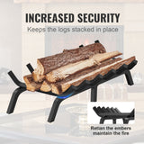 Fireplace Log Grate, 685.8mm Heavy Duty Fireplace Grate with 6 Support Legs, 19.05mm Solid Powder-coated Steel Bars, Log Firewood Burning Rack Holder for Indoor and Outdoor Fireplace - Top-Down View