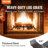 VEVOR Fireplace Log Grate, 762mm Heavy Duty Fireplace Grate with 6 Support Legs, 19.05mm Solid Powder-coated Steel Bars, Log Firewood Burning Rack Holder for Indoor and Outdoor Fireplace - Front View