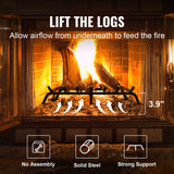 VEVOR Fireplace Log Grate, 762mm Heavy Duty Fireplace Grate with 6 Support Legs, 19.05mm Solid Powder-coated Steel Bars, Log Firewood Burning Rack Holder for Indoor and Outdoor Fireplace - 45-Degree Angle