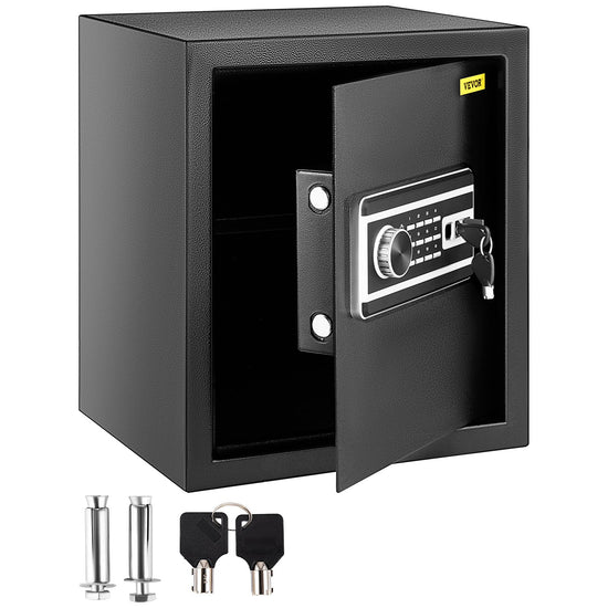 VEVOR Safe Box, 1.7 CU.FT Fingerprint Safe Box for Money with 2 Keys & Digital Keypad, Q235 Steel Safe Box for Storing Cash, Jewelry, Pistols,