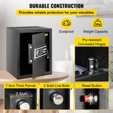 VEVOR Safe Box, 1.7 CU.FT Fingerprint Safe Box for Money with 2 Keys & Digital Keypad, Q235 Steel Safe Box for Storing Cash, Jewelry, Pistols, Documents, Watches in Home & Office & Hotel - Top-Down View