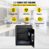 VEVOR Safe Box, 1.7 CU.FT Fingerprint Safe Box for Money with 2 Keys & Digital Keypad, Q235 Steel Safe Box for Storing Cash, Jewelry, Pistols, Documents, Watches in Home & Office & Hotel - 45-Degree Angle
