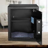 VEVOR Safe Box, 1.7 CU.FT Fingerprint Safe Box for Money with 2 Keys & Digital Keypad, Q235 Steel Safe Box for Storing Cash, Jewelry, Pistols, Documents, Watches in Home & Office & Hotel - Low Angle