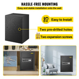 VEVOR Safe Box, 2.1 CU.FT Fingerprint Safe Box for Money w/ 2 Keys & Digital Keypad, Q235 Steel Safe Box for Storing Cash, Jewelry, Pistols, Documents, Watches in Home & Office & Hotel - 45-Degree Angle