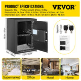 VEVOR Safe Box, 2.1 CU.FT Fingerprint Safe Box for Money w/ 2 Keys & Digital Keypad, Q235 Steel Safe Box for Storing Cash, Jewelry, Pistols, Documents, Watches in Home & Office & Hotel - Rear View