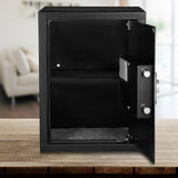 VEVOR Safe Box, 2.1 CU.FT Fingerprint Safe Box for Money w/ 2 Keys & Digital Keypad, Q235 Steel Safe Box for Storing Cash, Jewelry, Pistols, Documents, Watches in Home & Office & Hotel - Close-Up Angle