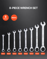VEVOR Combination Wrench Set 8-Piece Metric 8 mm to 19 mm with Organizer Rack - Front View